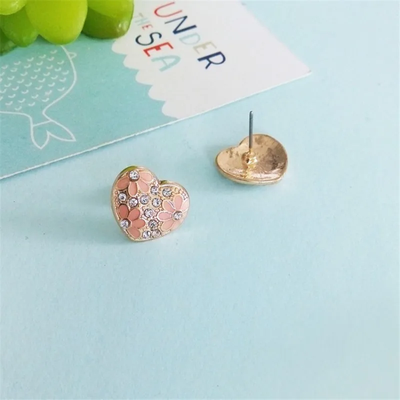

Love / heart pink cherry blossom Earrings Simple Fashionable Intimate accessories Earrings Japanese cute Gem girl jewelry
