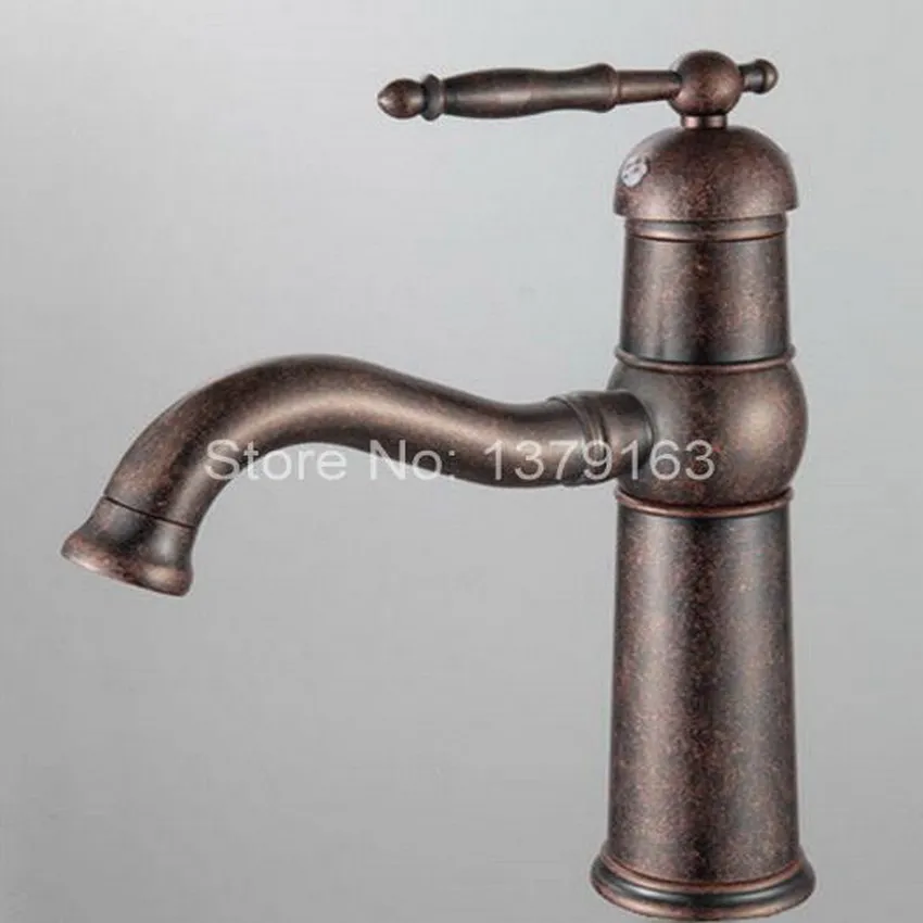

Free Shipping! Antique Red Copper Swivel Kitchen Single Handle Bathroom Vessel Sink Faucet Mixer Taps ann008