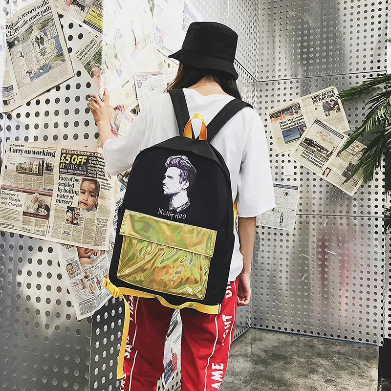 Menghuo Patchwork Women Backpack Laser Holographic Bag Mochila Feminino Silver Multicolor School Bags Leather Daypack Olografico (34)