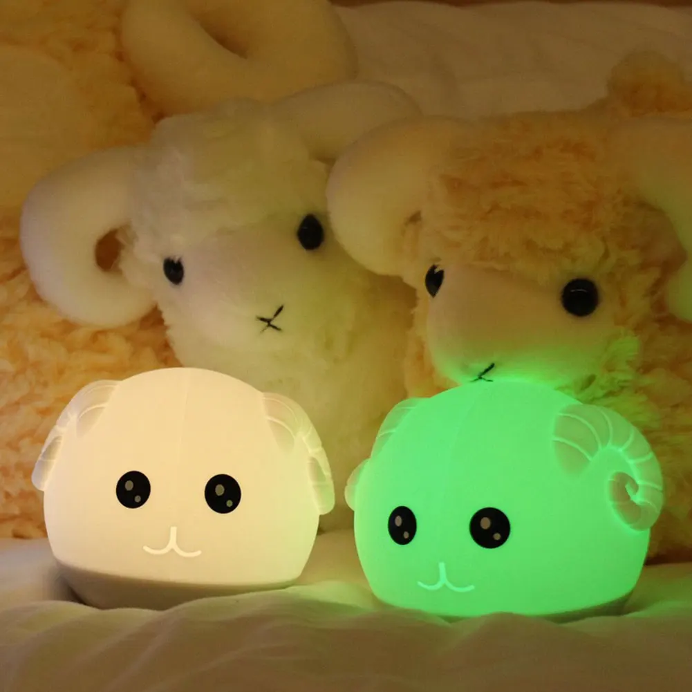 

Portable Sheep Night Light Soft Silicone Rechargeable Mini Night Lamp for Bedroom GHS99
