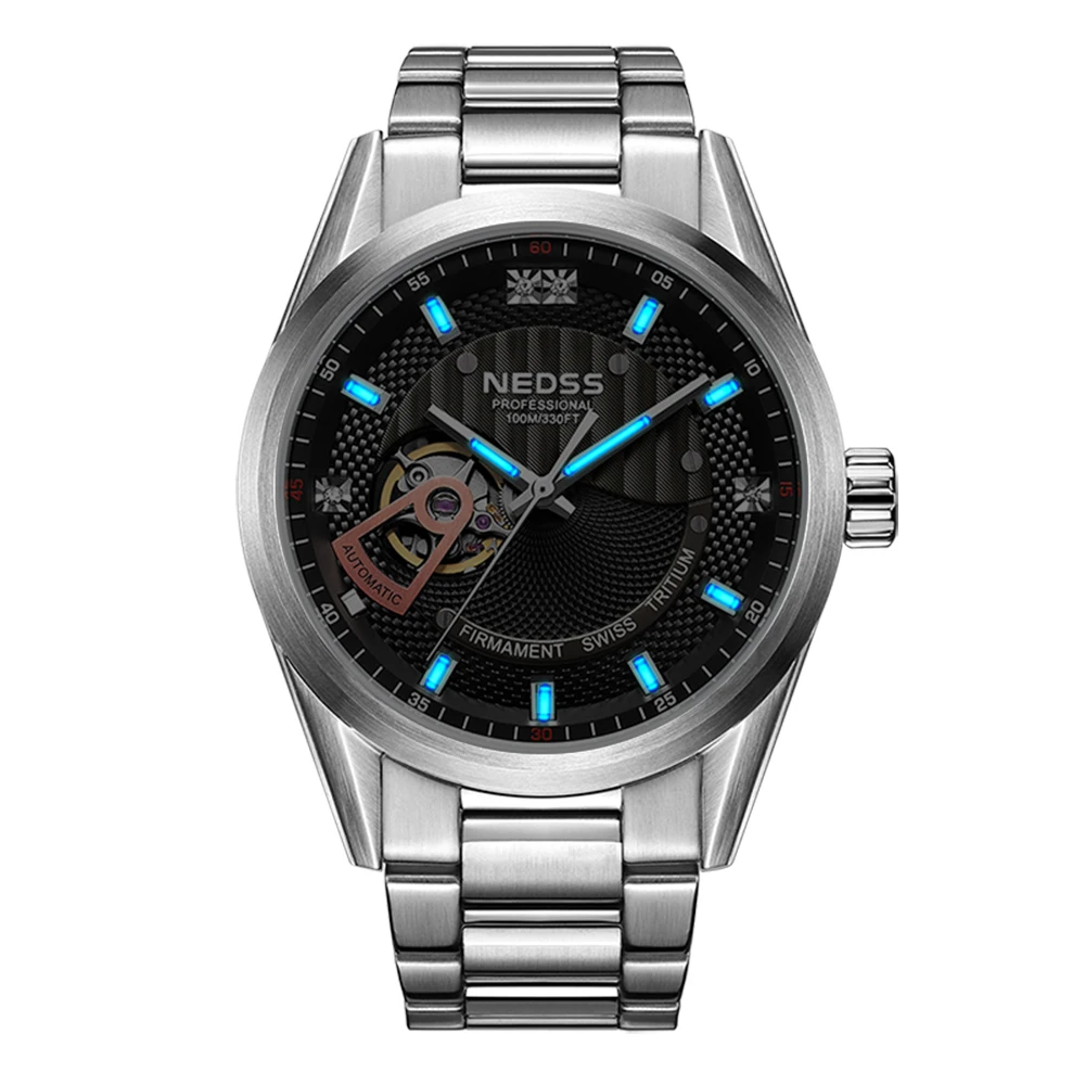 NEDSS фирменные часы ограниченная серия seiko автоматические швейцарские скелетоны с