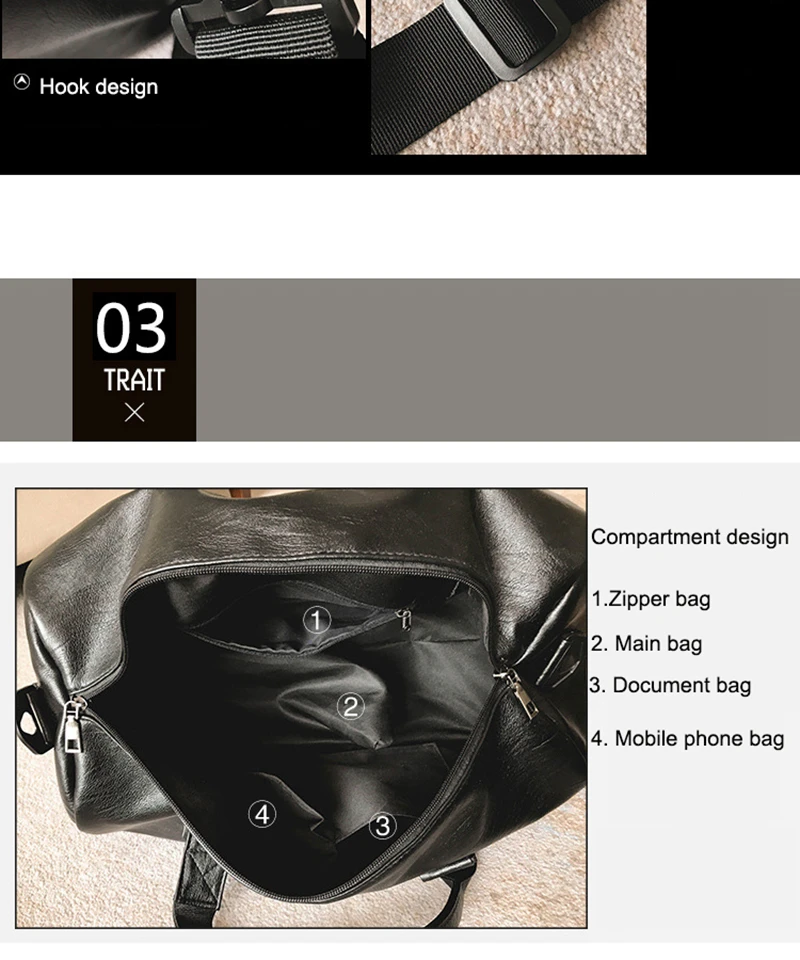 Gym Bag Leather Sports Bags Big MenTraining Tas for Shoes Lady Fitness Yoga Travel Luggage Shoulder Black Sac De Sport XA512WD (24)