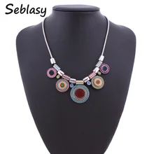 Seblasy массивные ювелирные изделия, винтажные этнические Макси эмалированные концентрические круглые бусины, Кристальные колье и кулоны для женщин Joias