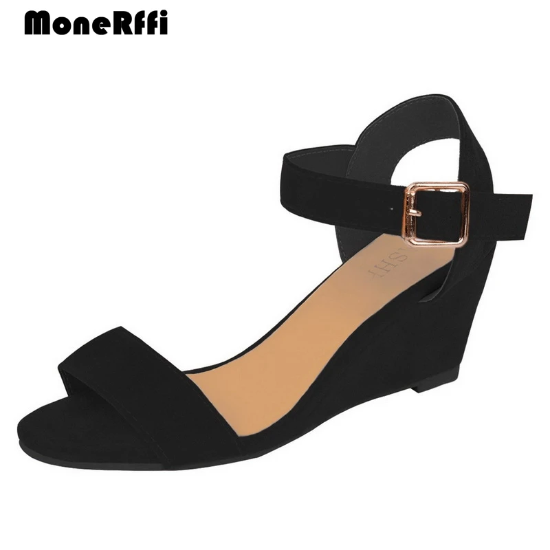 

MoneRffi Summer Women Wedges Casual Sandals Open Toe Ankle Strap Sandal Roman Gladiator Sandals Mujer High Quality 2019