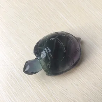 

Beautiful Natural Rainbow Fluorite Quartz Crystal Carving Tortoise Reiki Healing WQ