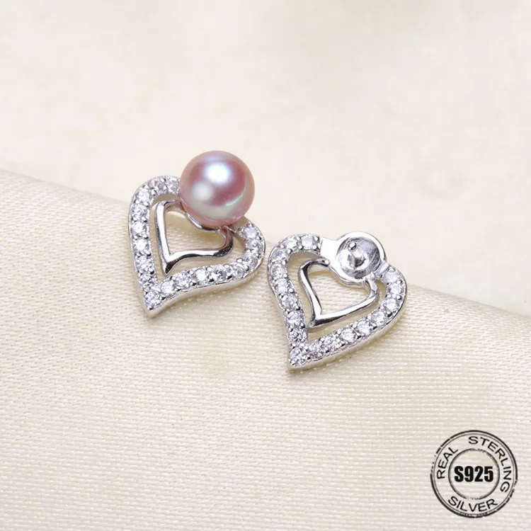 

HOT High Quality 925 Sterling Silver Stud Earrings Settings DIY Pearl Earring Hooks Findings Women's Jewelry Making Accessories
