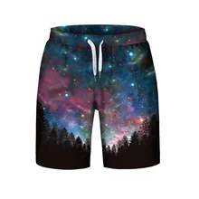 Классическая пространство 3d печати новые мужские шорты штаны из сетчатого материала Аврора модные пляжные шорты в стиле Харадзюку быстросохнущая Мужская Shortsc0322