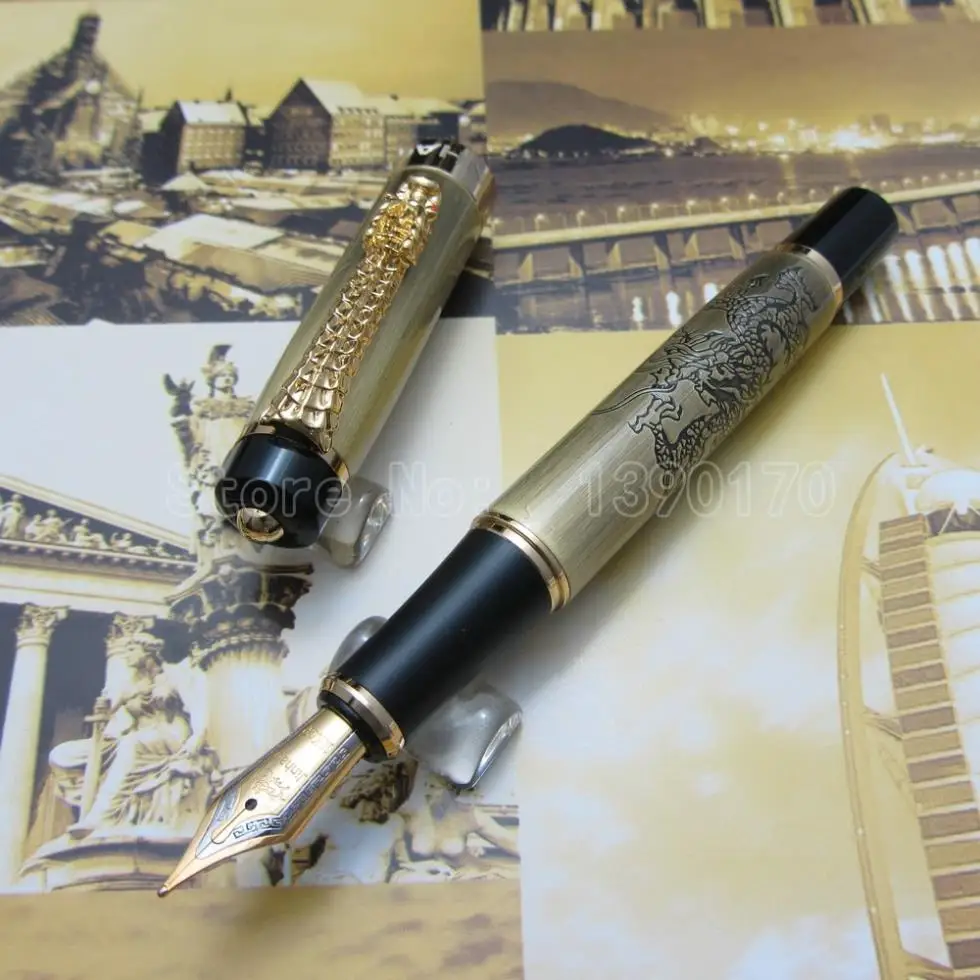JINHAO K600 гравировка Дракон и клипса с драконом перьевая ручка металлическая подарочная ручка чернильная ручка