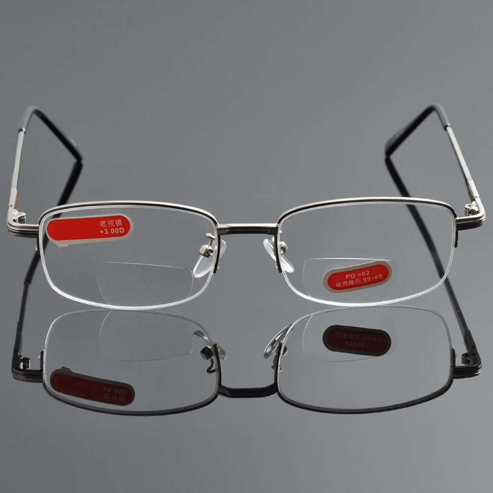 Без линии бифокальные прогрессивные многофокальные очки для чтения высокое качество титановый сплав полуободок серая оправа Sph 0 Добавить 1 к добавить 4