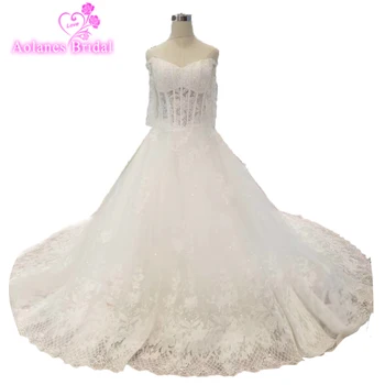 

2019 Design Off The Shoulder Long Sleeves Wedding Dress Robe De Mariage Luxurious Lace Vintage Gown Wedding Vestido De Noiva