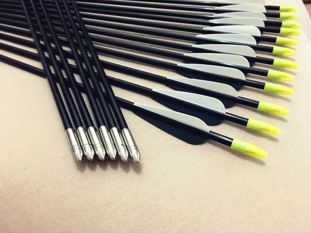 12PCS Good quality FiberGlass Arrows for Archery Hunting Recurve Bow Fiber Glass 20LB 80LBin