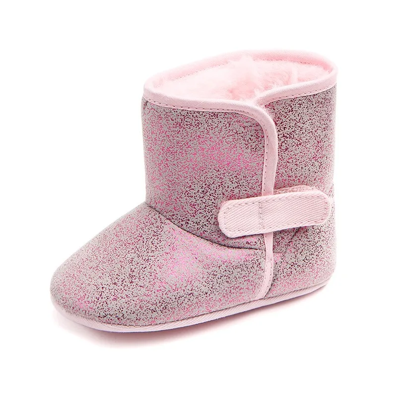 Высокая tubeFur зима мальчик сапоги розовые из искусственной кожи новорожденных bootiesr зимние ботинки для маленьких девочек теплые зимние сапоги for0-18month - Цвет: Розовый