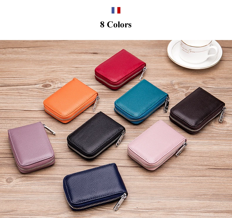 Lomelobo Unisex Lychee Card Holder Genuine Leather Women Men Credit ID Business Card Wallet Fashion Bank Cards bag Coin Purse HCL7139 Details (06)