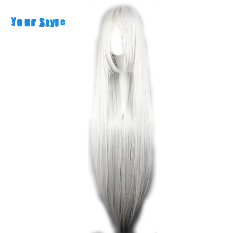

Your Style 3 Colors 100cm Long Straight Cosplay Wigs for Women White Pink Silver Gray Synthetic High Temperature Fiber