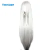 Su estilo 100 cm Cosplay recta larga Pelucas para las mujeres blanco rosa gris plata alta temperatura sintética Fibra ► Foto 1/4