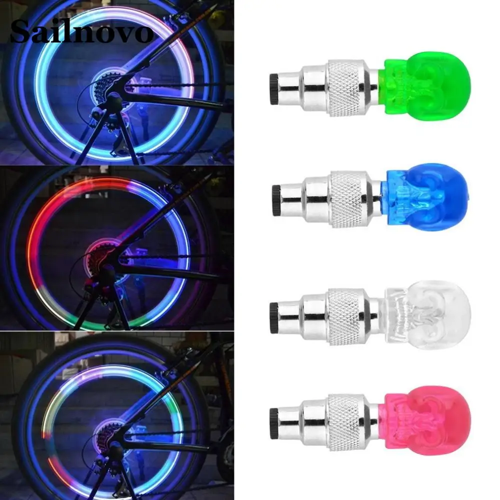 

2PCS Bicycle LED Accessories Valve Cap Light Skull Car plastic Light Motorbike Tyre Colorful Bicycle Wheel Shape Lamp Bike Wheel