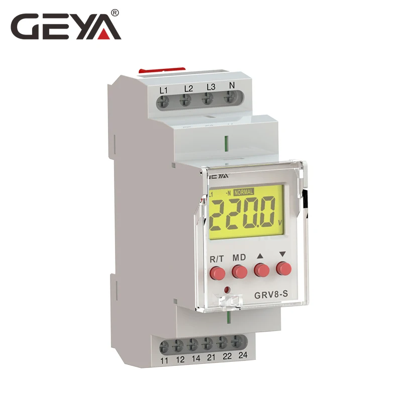

Free Shipping GEYA GRV8-S 3 Phase Digital Display Voltage Relay 8A 2SPDT Monitoring Phase Relay Auto Reset LCD Relay