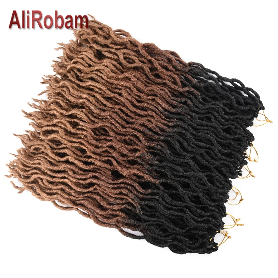 AliRobam богиня локс кудряшки Омбре черный коричневый Faux Locs синтетические плетеные