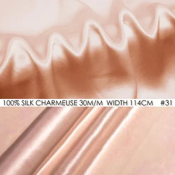 

SILK CHARMEUSE SATIN Fabric 114cm width 30momme/100%Pure Silk Wedding fabric/Chinese Silk for vestidos/Swimsuit Cover-NO31 Peach