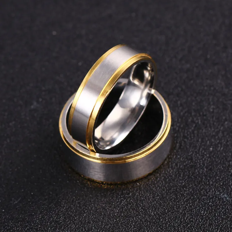 Парное кольцо золотого цвета, ювелирные изделия для женщин для мужчин, стальной сплав с титаном, кольцо для влюбленных, обручальные кольца из нержавеющей стали 6 мм 8 мм