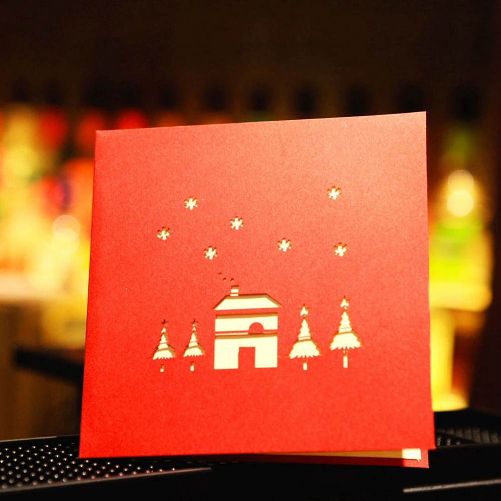 Бумага Spiritz Merry Christmas поздравительные открытки 3D дом X'mas Pop Up ручная работа винтажная открытка крафт подарки с конвертом 9012-р