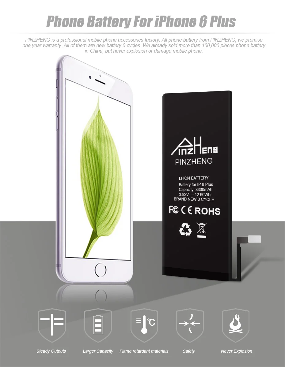 PINZHENG Original 3300mAh Mobile Phone Battery For iPhone 6 Plus Battery Original High Capacity Tools Kits Replacement Batteries (7)