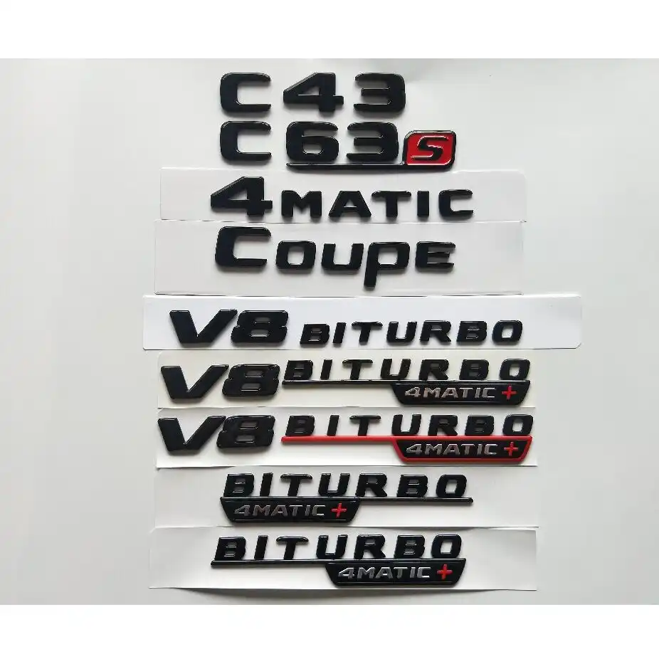 C43 Gloss Black For Mercedes Benz W204 W205 C43 C63 S AMG C200 C220 C240 C250 C300 C350 C320 4MATIC Trunk Rear Star Emblems Badges