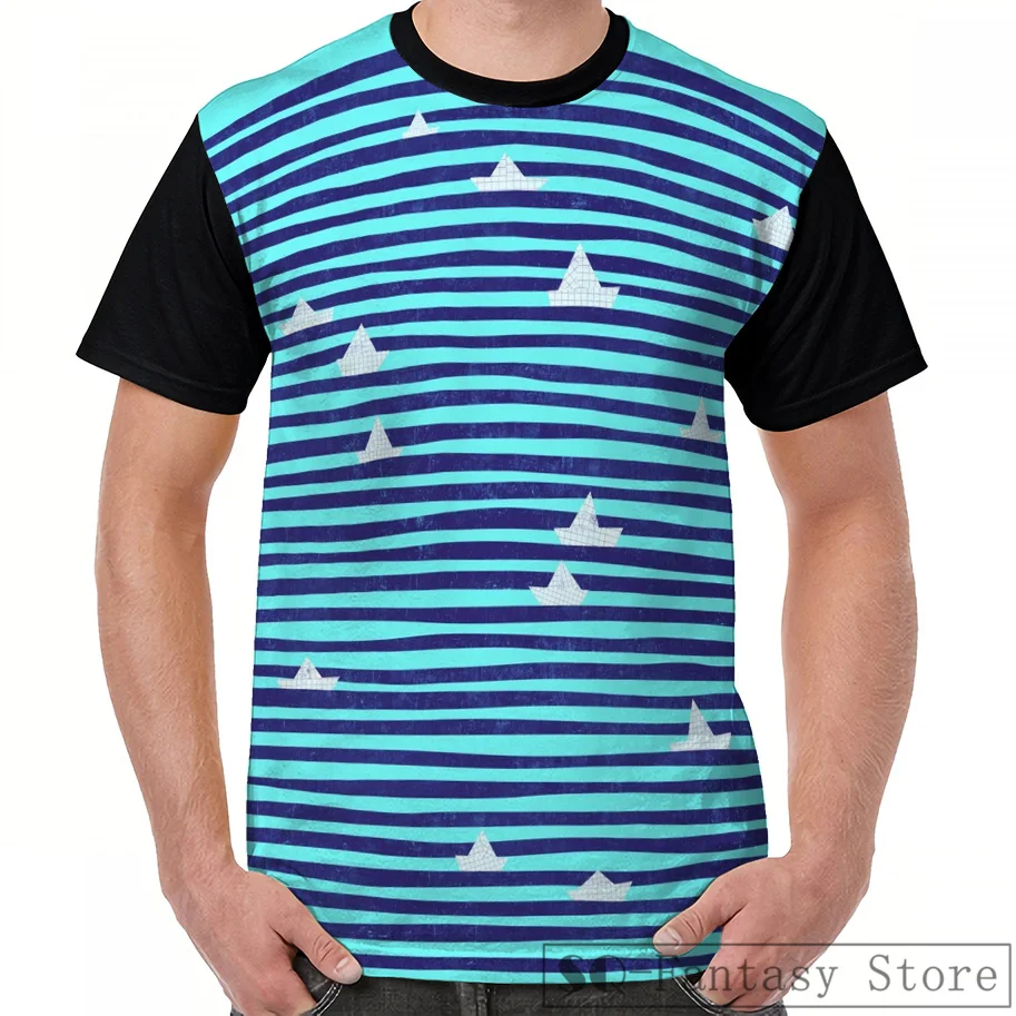 

Fashion Casual print men t shirt women tops tee Origami boat on the sea Graphic T-Shirt men summer Short Sleeve cute tshirts
