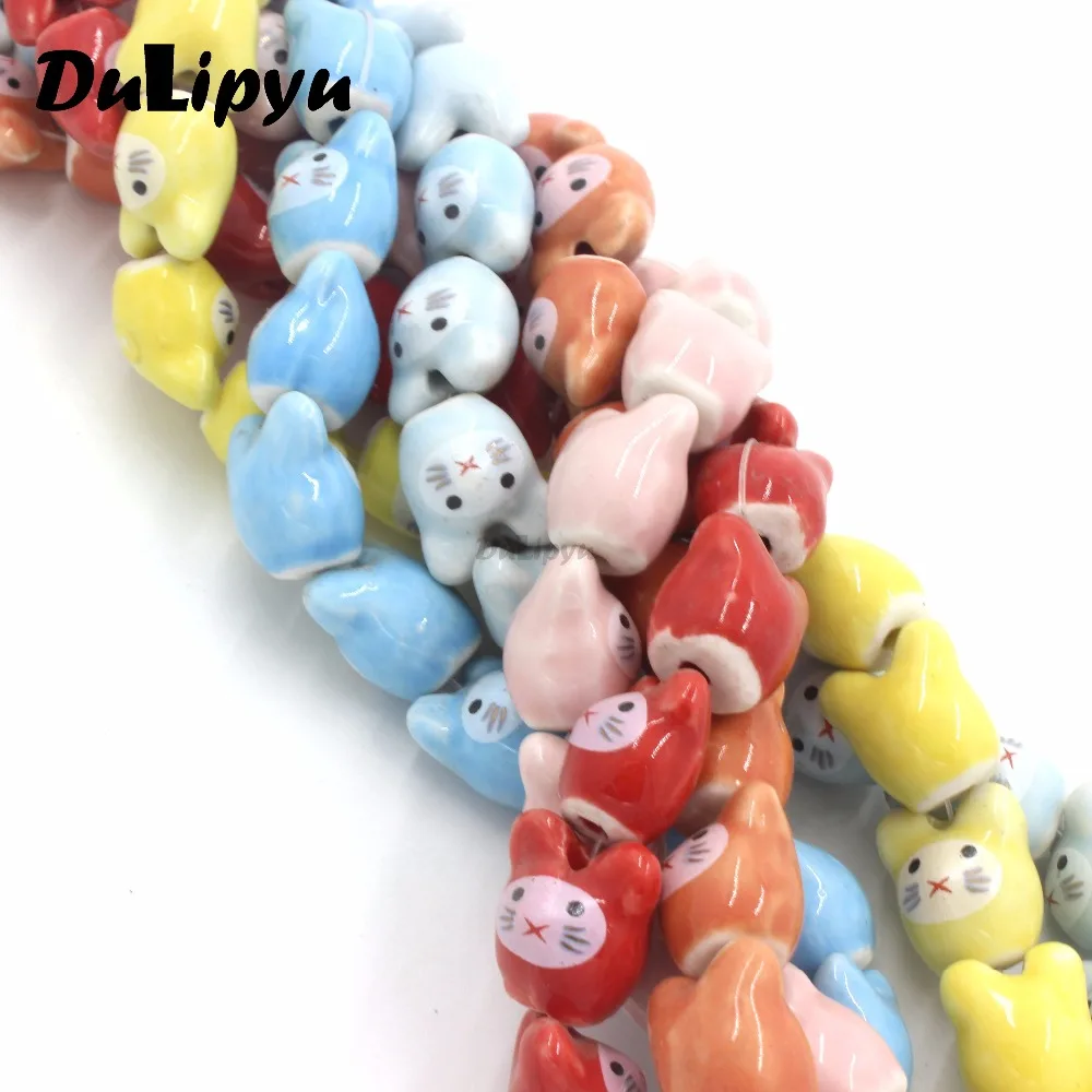 

40pc/lot 14*16.5mm Cute Cartoon Cat Lovers Ceramic Pendants Charms Pendants For Women Jewelry Making yn170