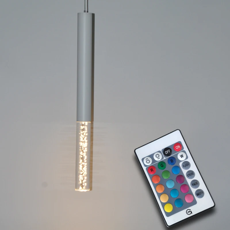  Infrared remote control RGB led Pendant Lamp cylinder light Kitchen Island Dining Room Shop Bar Cou - 32876596338