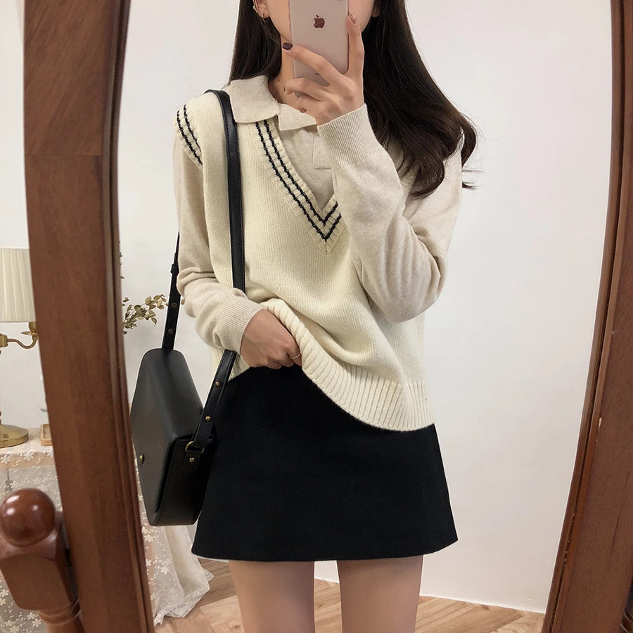 Autumn Winter Women Sweater vest Knitted Jumper Warm Female sweater vest sherpa vest puffer vests vest for women sleeveless Autumn Winter Women Sweater vest Knitted Jumper Warm Female sweater vest sherpa vest puffer vests vest for women sleeveless