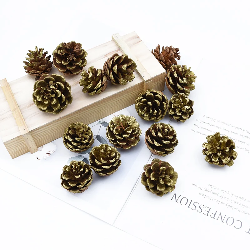 

Gold Pine cone christmas home decoration accessories scrapbooking DIY gifts box bride brooch needlework cheap artificial plants