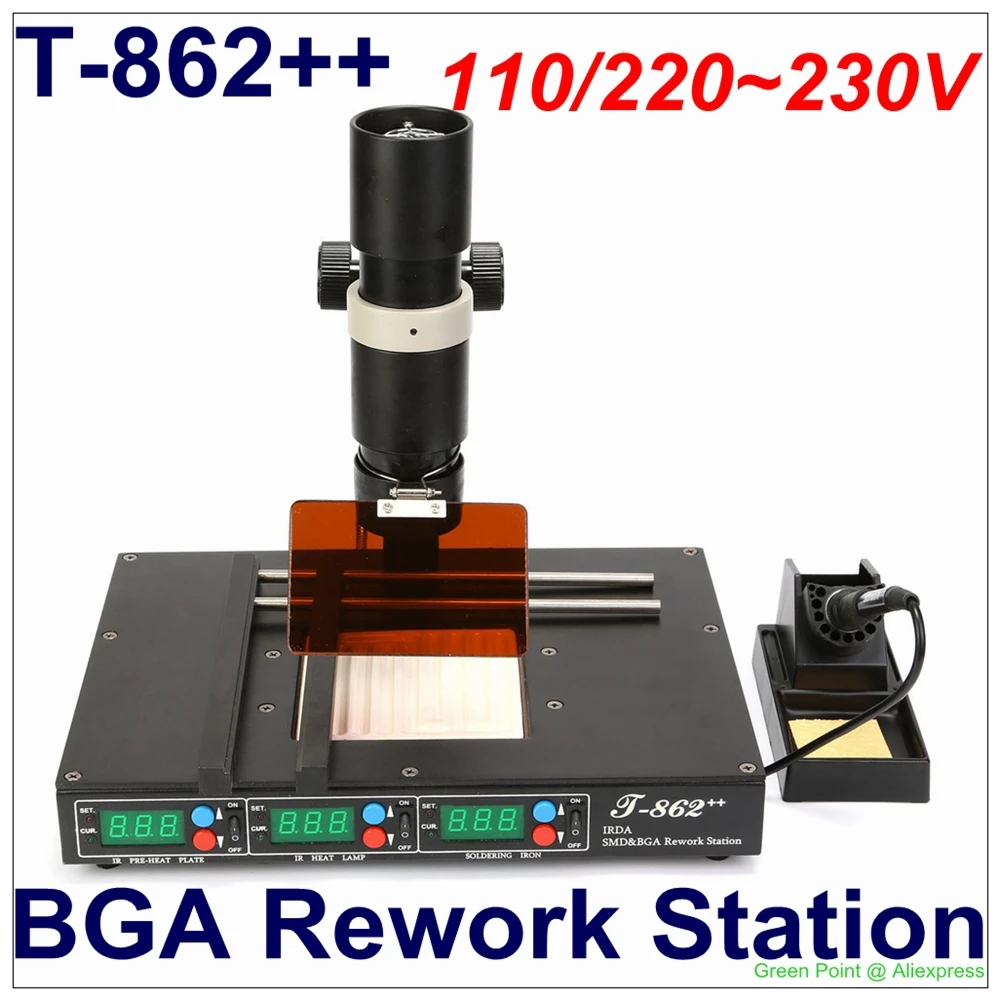 In Stock PUHUI SMT BGA IR Rework Station T 862++ IRDA Welder Oven T862++ Infrared SMT SMD IRDA BGA Welder T 862 updated model-in Electric Soldering Irons ...