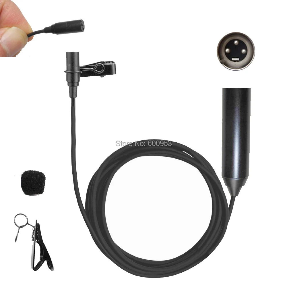 Pro стандартный мужской XLR 3Pin петличный клип на лацкане микрофон 5 м кабель(48V фантомное питание