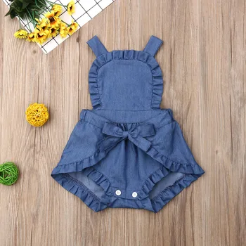 

Newborn Baby Girls Outfits Denim Romper Sunsuit Summer Sleeveless Cute Baby Girl Clothes Rompers