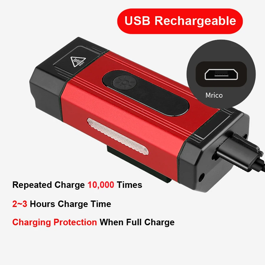 Best NEWBOLER 800 Lumen Bicycle Flashlight LED USB Rechargeable Metal Shell MTB Bike Light Front 2500 mAh Headlight With Holder Mount 1
