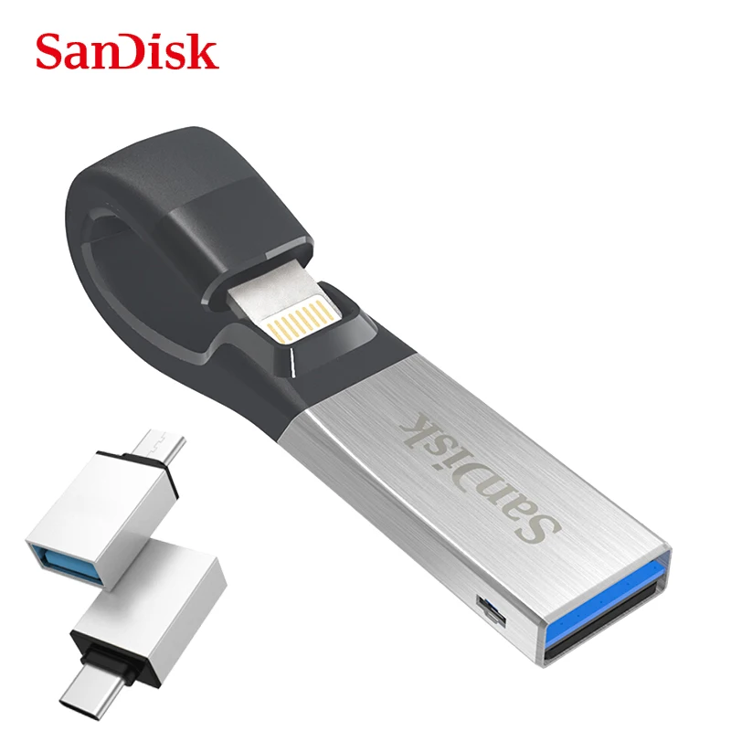 SanDisk флеш-накопитель USB 3,0 SDIX30N 256 ГБ 128 Гб 64 ГБ 32 ГБ 16 ГБ флеш-накопитель с двойным интерфейсом для iPhone iPad iPod APPLE
