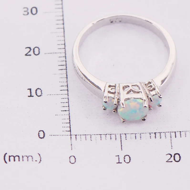 white fire opal australia 925 sterling silver woman jewelry ring size 6 ring