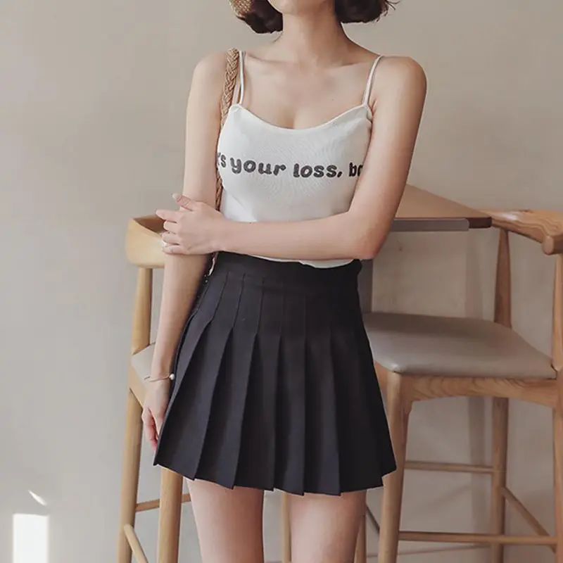2019 Женская плиссированная Повседневная Высокая тонкая юбка feminina летняя талия юбка женская модная однотонная saia Mini Harajuku