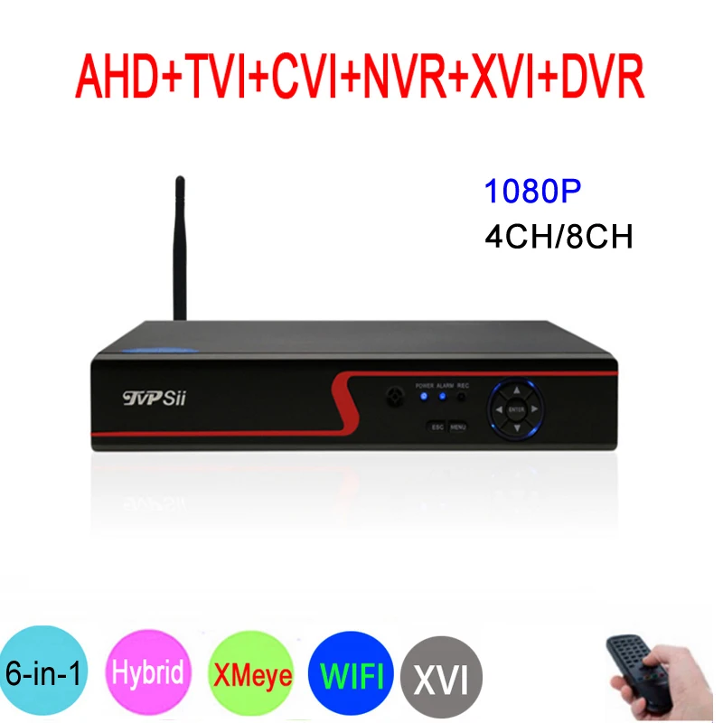 

Red Panel Hi3521A XMeye 8CH/4CH 1080P Surveillance Video Recorder 6 in 1 Hybrid Wifi Onvif NVR TVI CVI AHD DVR Free Shipping