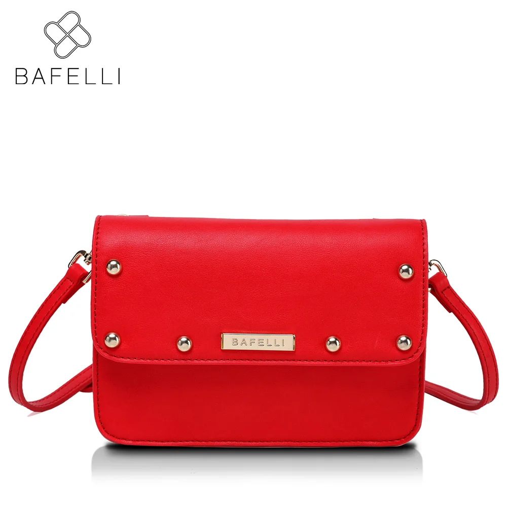 

BAFELLI fashion rivet flap women shoulder bag for women crossbody bag black red Beige bolsa mujer moda womens messenger bag