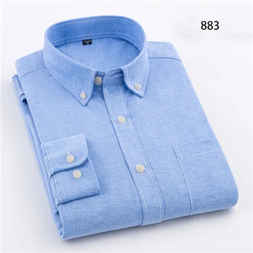Дизайн, однотонная мужская деловая рубашка на пуговицах с воротником, рубашки с длинными рукавами, оксфорды, не железные рубашки, camisa masculina - Цвет: A883