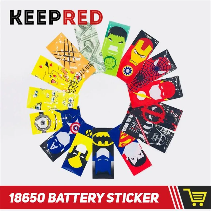 

5pcs KEEPRED 18650 battery sticker wrapper super hero battery skin sticker for e cig battery e cig Spider Man Captain American