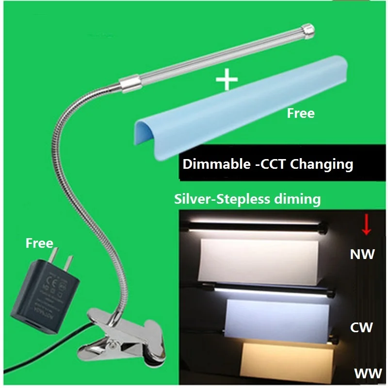 stepless dimming,color changing desk lamp ,led clip lamp,6W aluminium