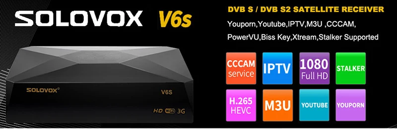 Solovox S V6S спутниковый ТВ приемник домашний кинотеатр HD Поддержка M3U CCCAM IPVT smart tv Xtream для испанско-португальский Франция Великобритания США