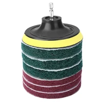 attachment מקדחה 1 6pcs סט מקדחה שסרקו רפידות + 6.35mm Attachment מקדחה Hex רוד + 4 אינץ דביק Disk Cleaner מלטש עבור אריחים כיורים אמבטיה (3)