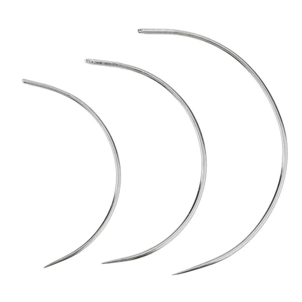 3 Pieces Leather Craft Hand Tool All-Purpose Special Sewing Curved Needles