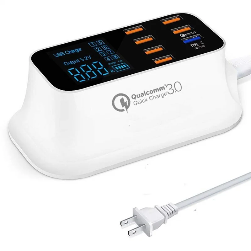 متعددة سريع شاحن يو اس بي 8 ميناء QC سريعة تهمة 3.0 LED عرض USB الهاتف جهاز شحن محطة شاحن Portatil شاحن الجهاز اللوحي متعددة سريع شاحن يو اس بي 8 ميناء QC سريعة تهمة 3.0 LED عرض USB الهاتف جهاز شحن محطة شاحن Portatil شاحن الجهاز اللوحي