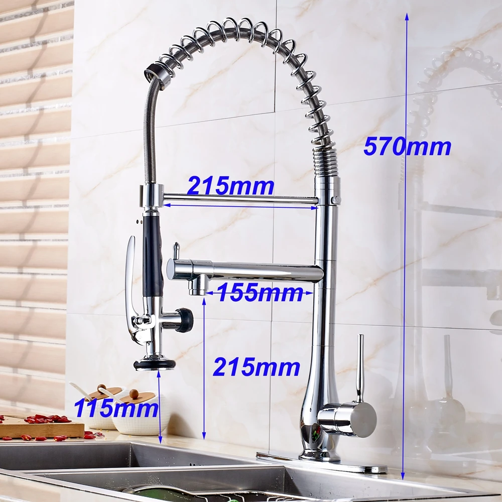 

Wholesale And Retail Promotion Chrome Finish Spring Pull Down Kitchen Faucet Mixer Tap Deck Mounted