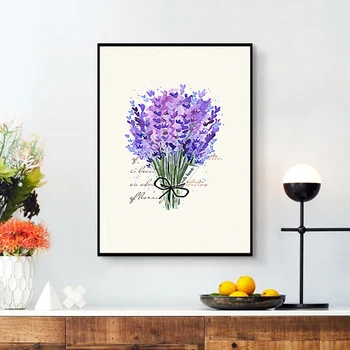 

Ulight Modern Wall Art Lavender painting Poster on print 40X50cm Flowers Pictures Wall Art For Home Living Room Decor No Frame